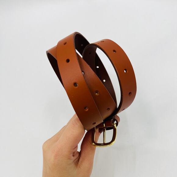 J. Crew cognac brown leather hole punch belt - Picture 2 of 4